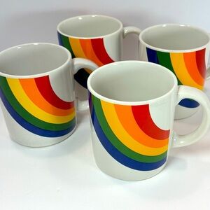 RAINBOW Coffee Mug Korea FTDA Especially For You 1984 Vintage Retro Set Of 4